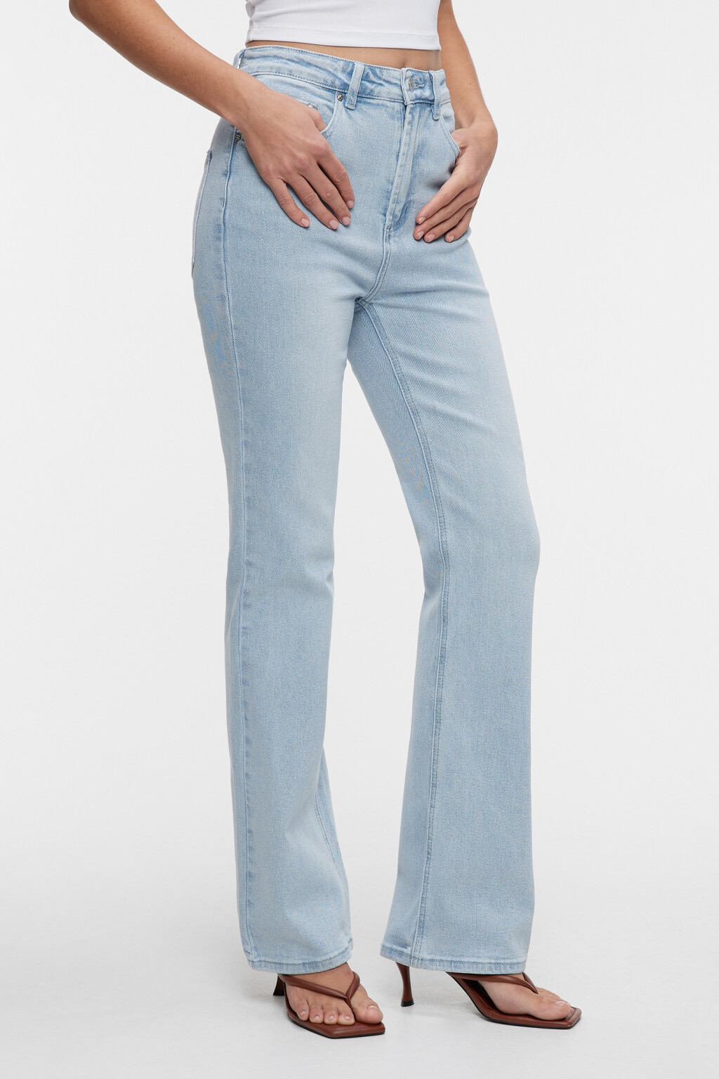 Джинсы flare расклешенные с завышенной посадкой - цвет голубой - 2