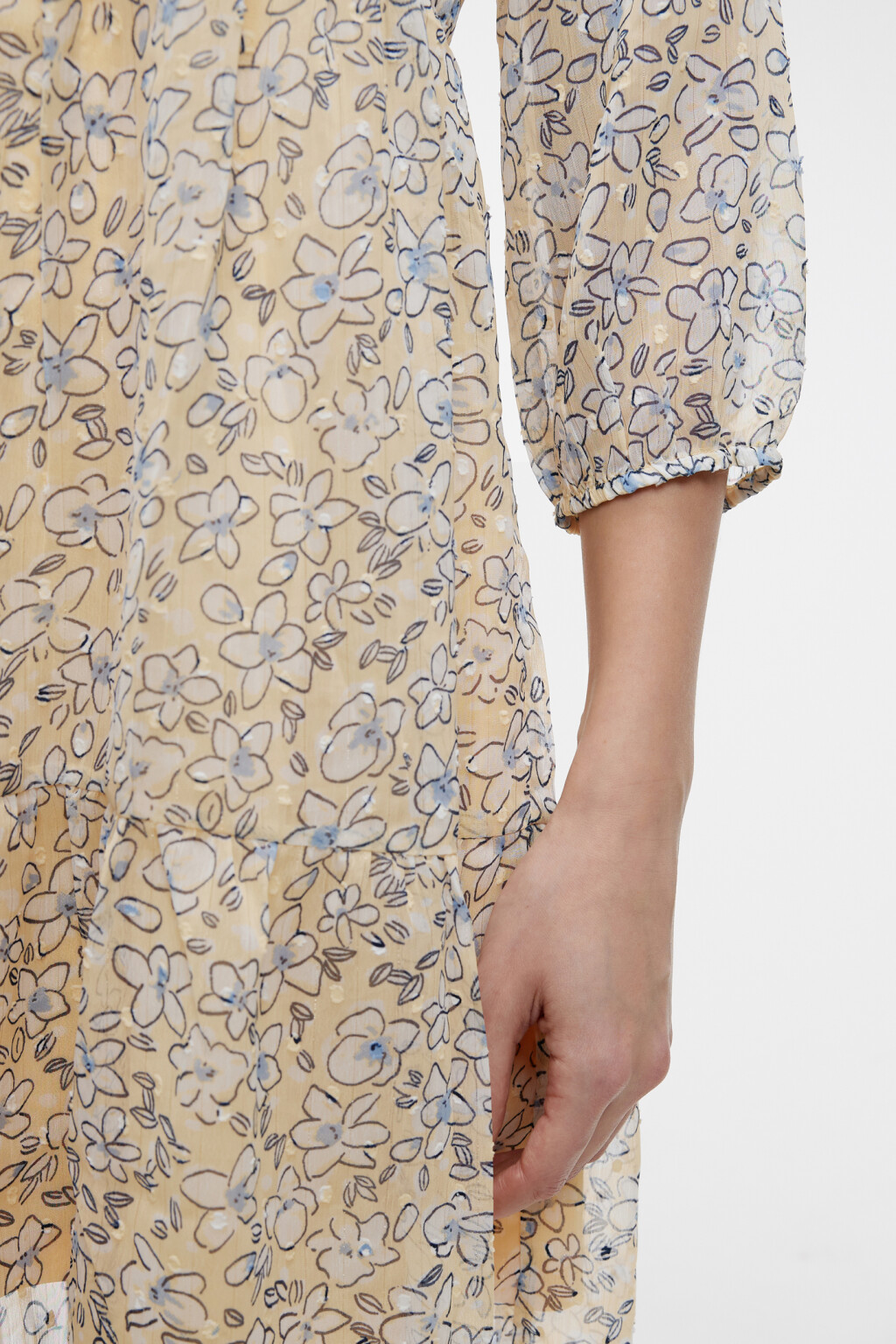 Платье мини шифоновое свободное с завязками на груди - цвет желтый - 6