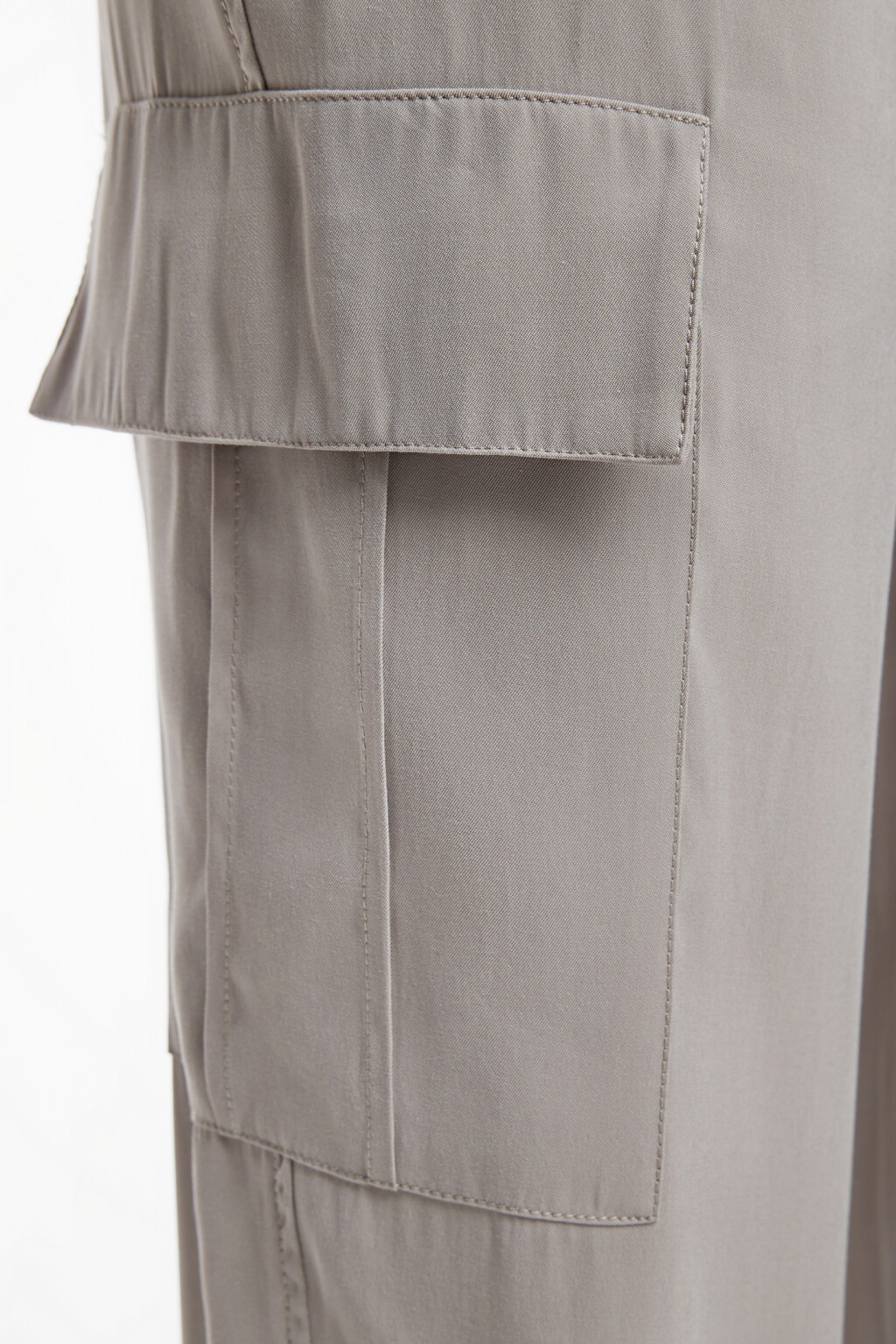 Брюки карго вискозные прямые с высокой посадкой - цвет бежевый - 6