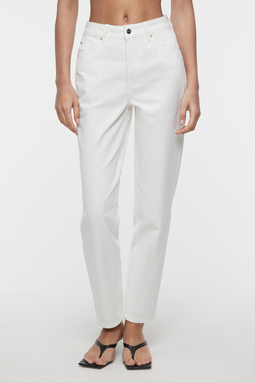Джинсы MOM белые с высокой посадкой - цвет белый - 2