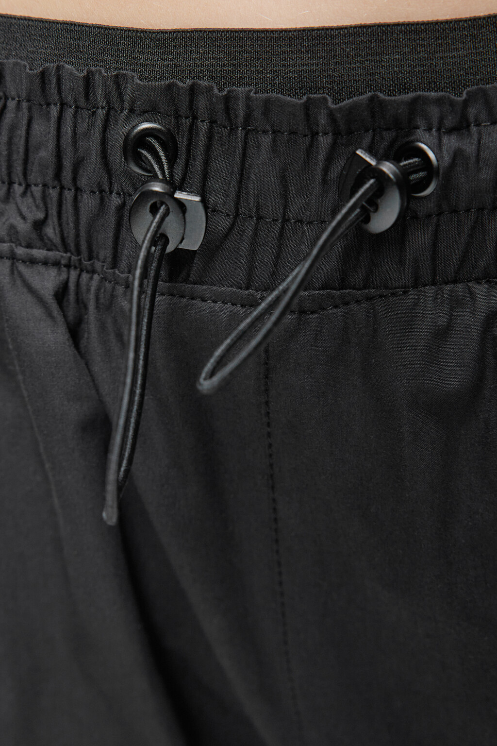 Брюки карго хлопковые широкие со шнурком на поясе - цвет черный - 5