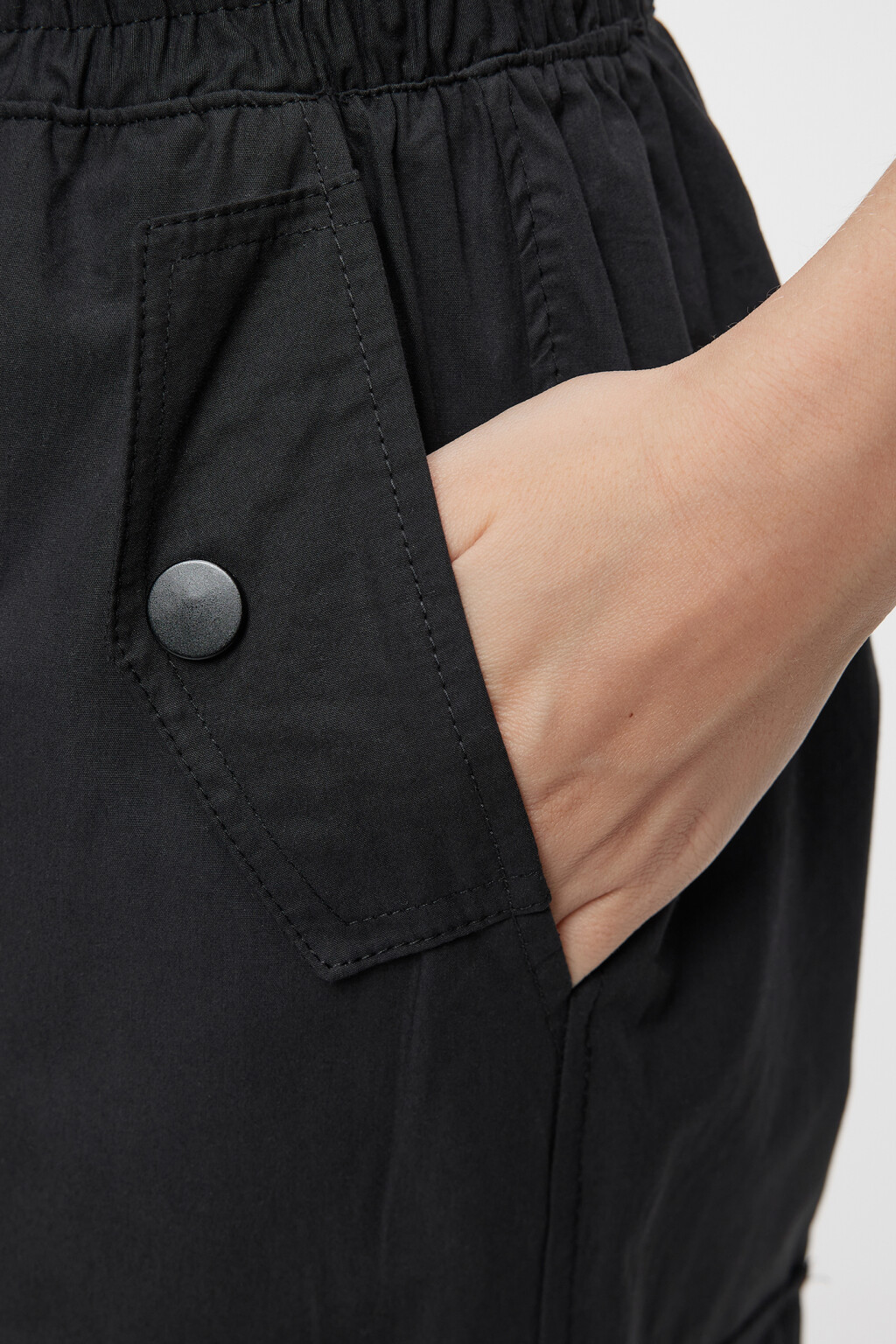 Брюки карго хлопковые широкие со шнурком на поясе - цвет черный - 6