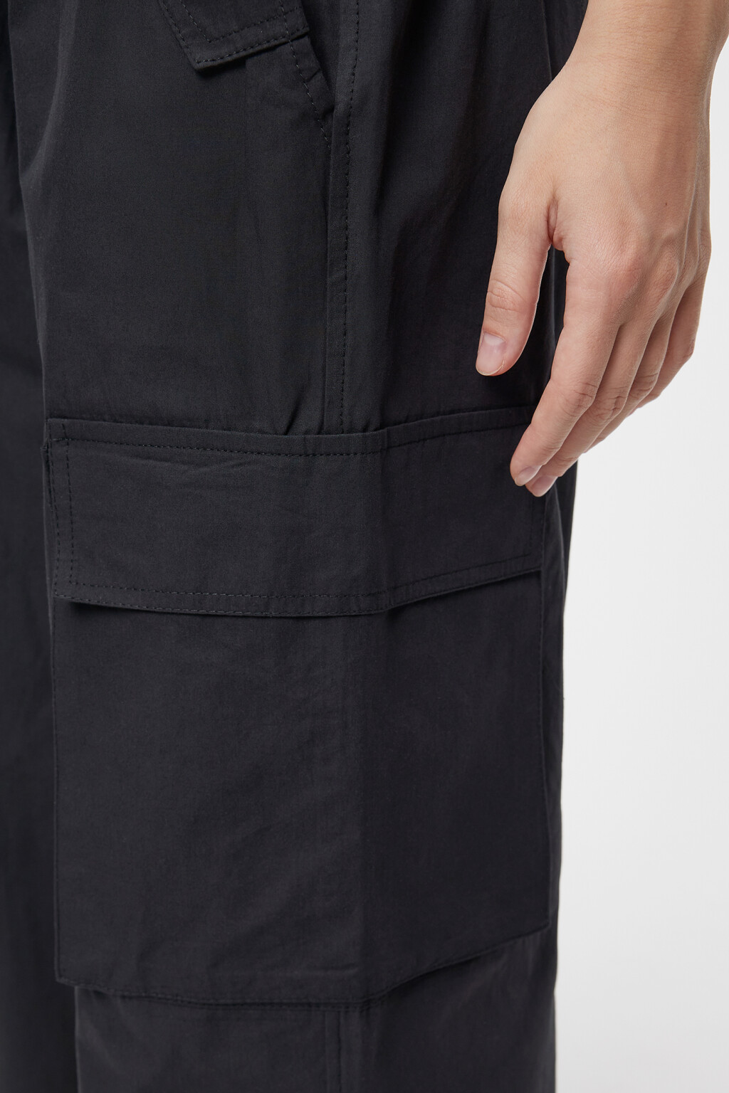Брюки карго хлопковые широкие со шнурком на поясе - цвет черный - 7
