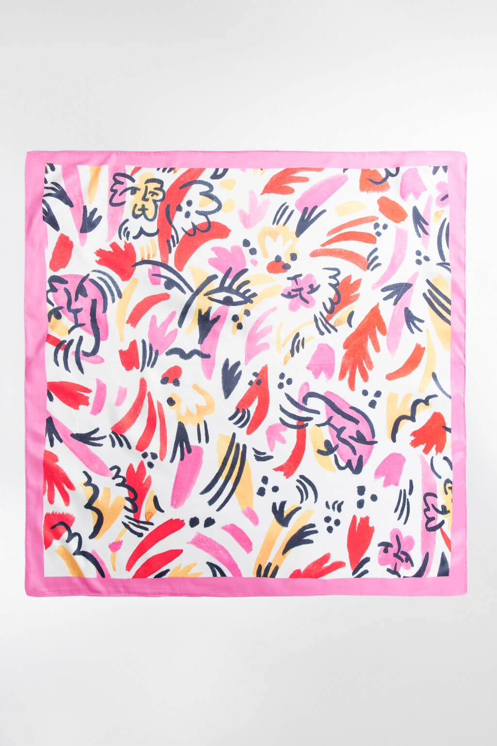 Платок квадратный атласный с принтом-абстракцией - цвет мультиколор - 1