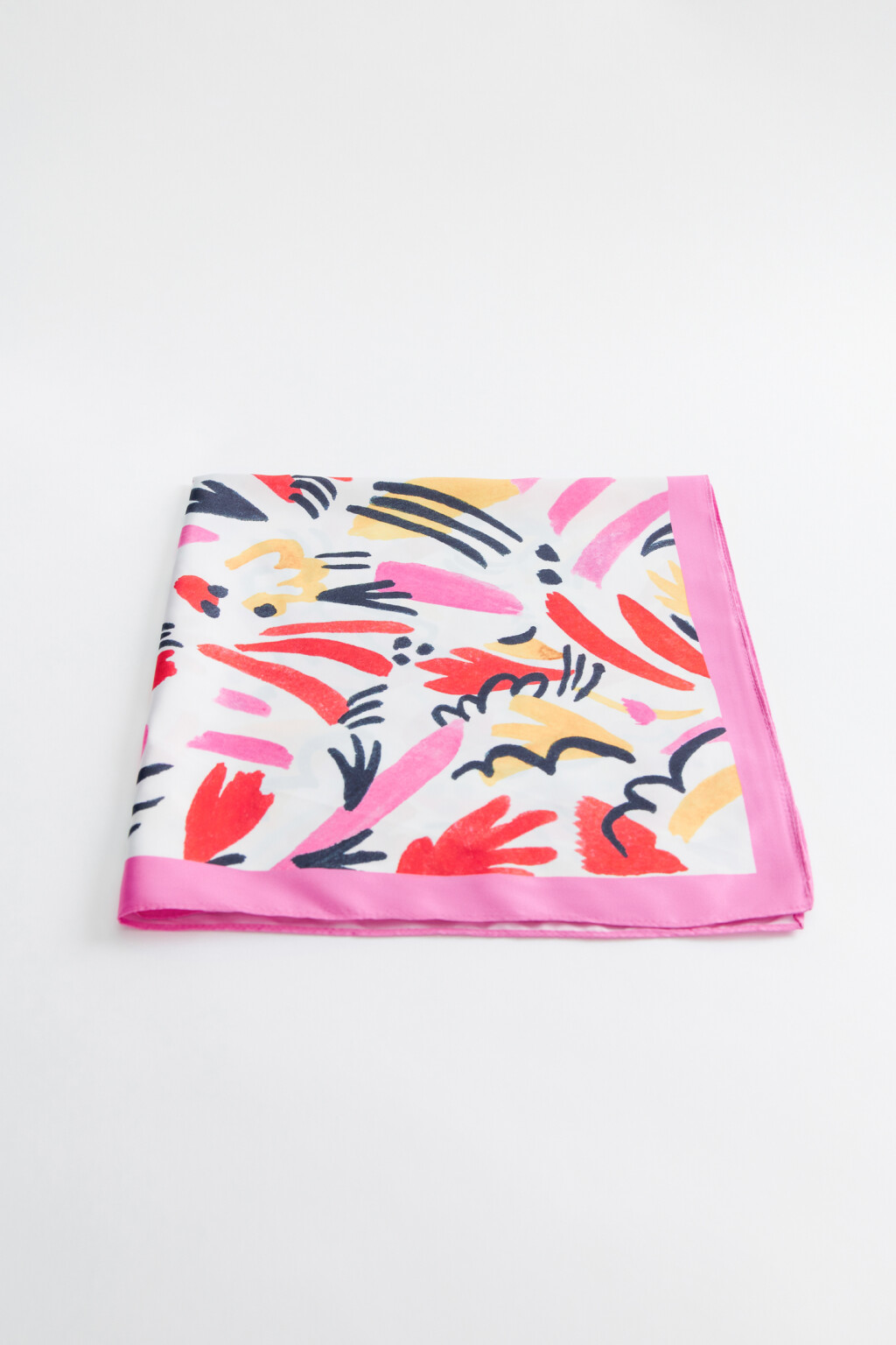 Платок квадратный атласный с принтом-абстракцией - цвет мультиколор - 3