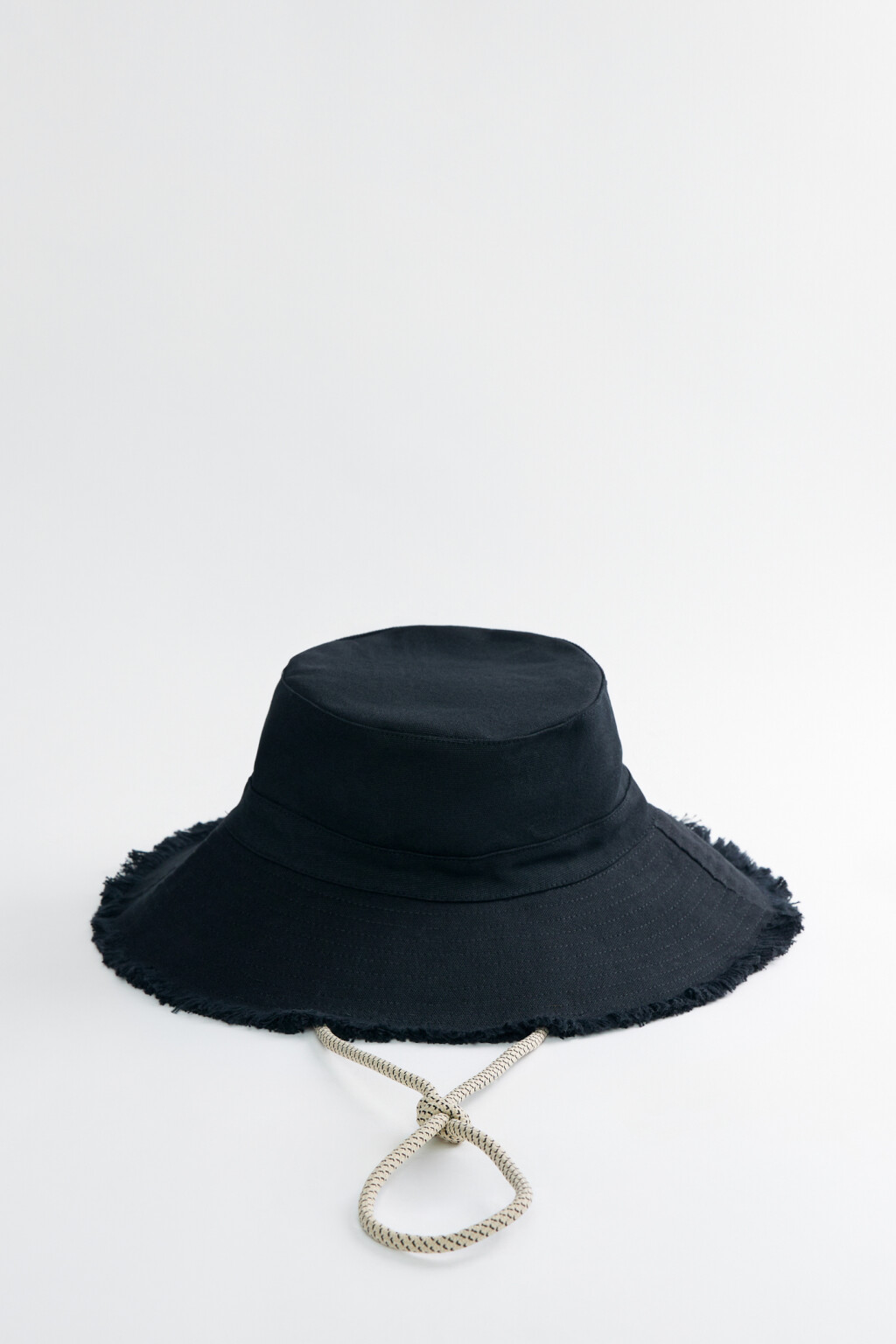 Панама хлопковая с широкими полями и завязками - цвет черный - 1