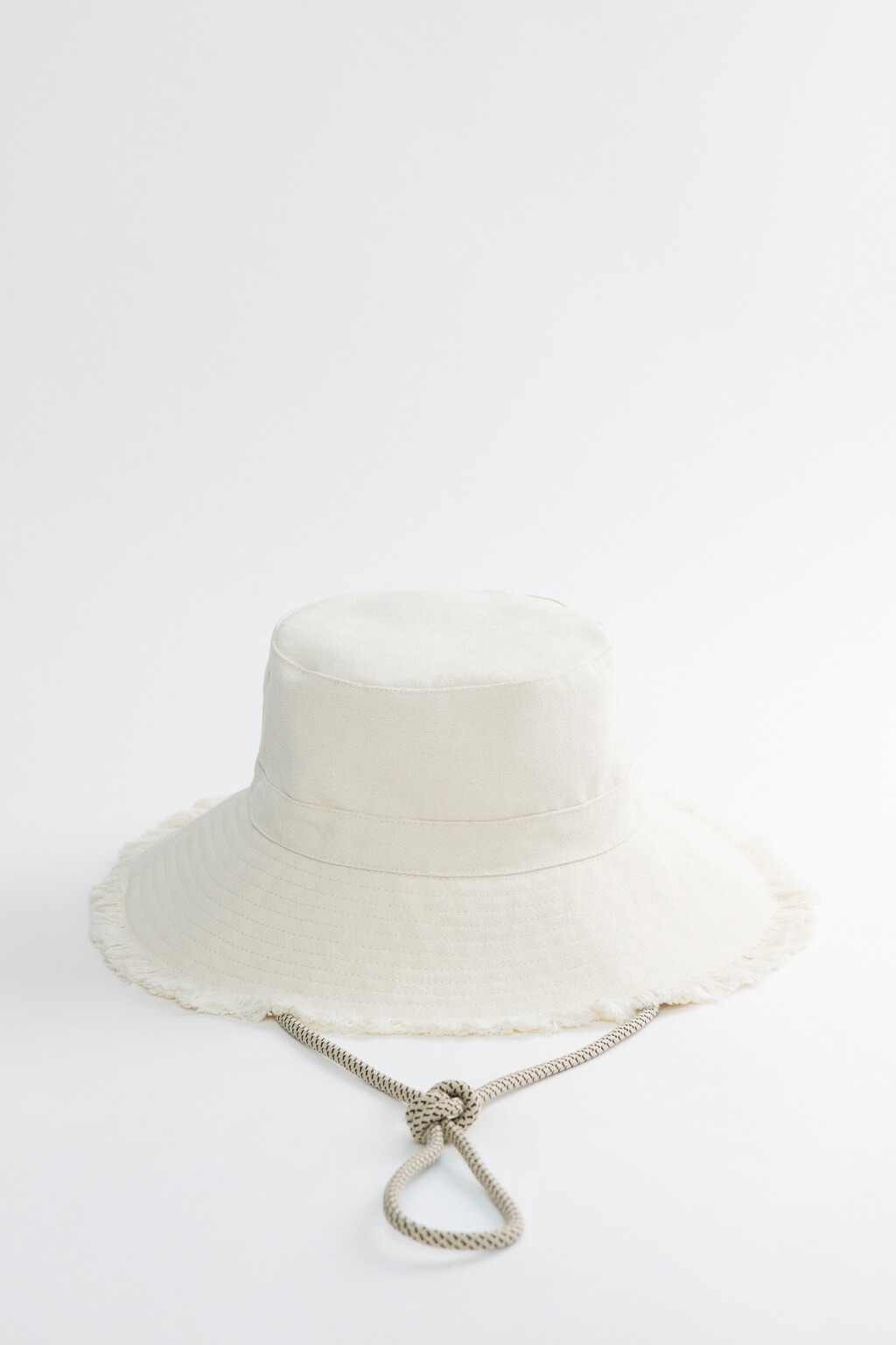 Панама хлопковая с широкими полями и завязками - цвет молочный - 1