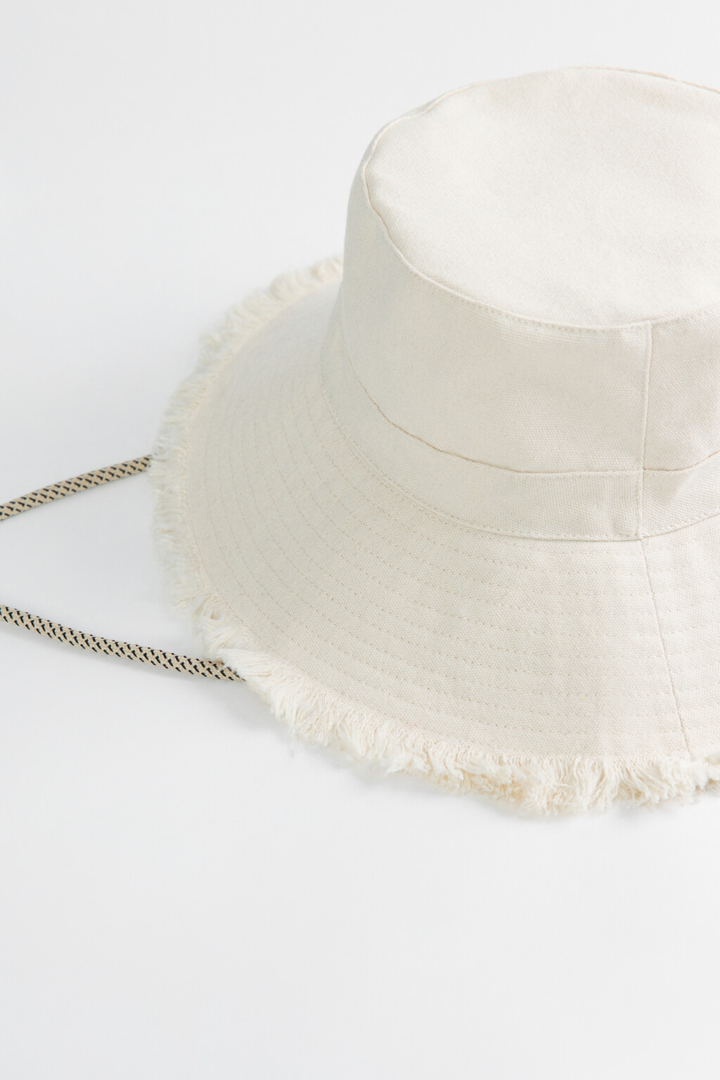 Панама хлопковая с широкими полями и завязками - цвет молочный - 3