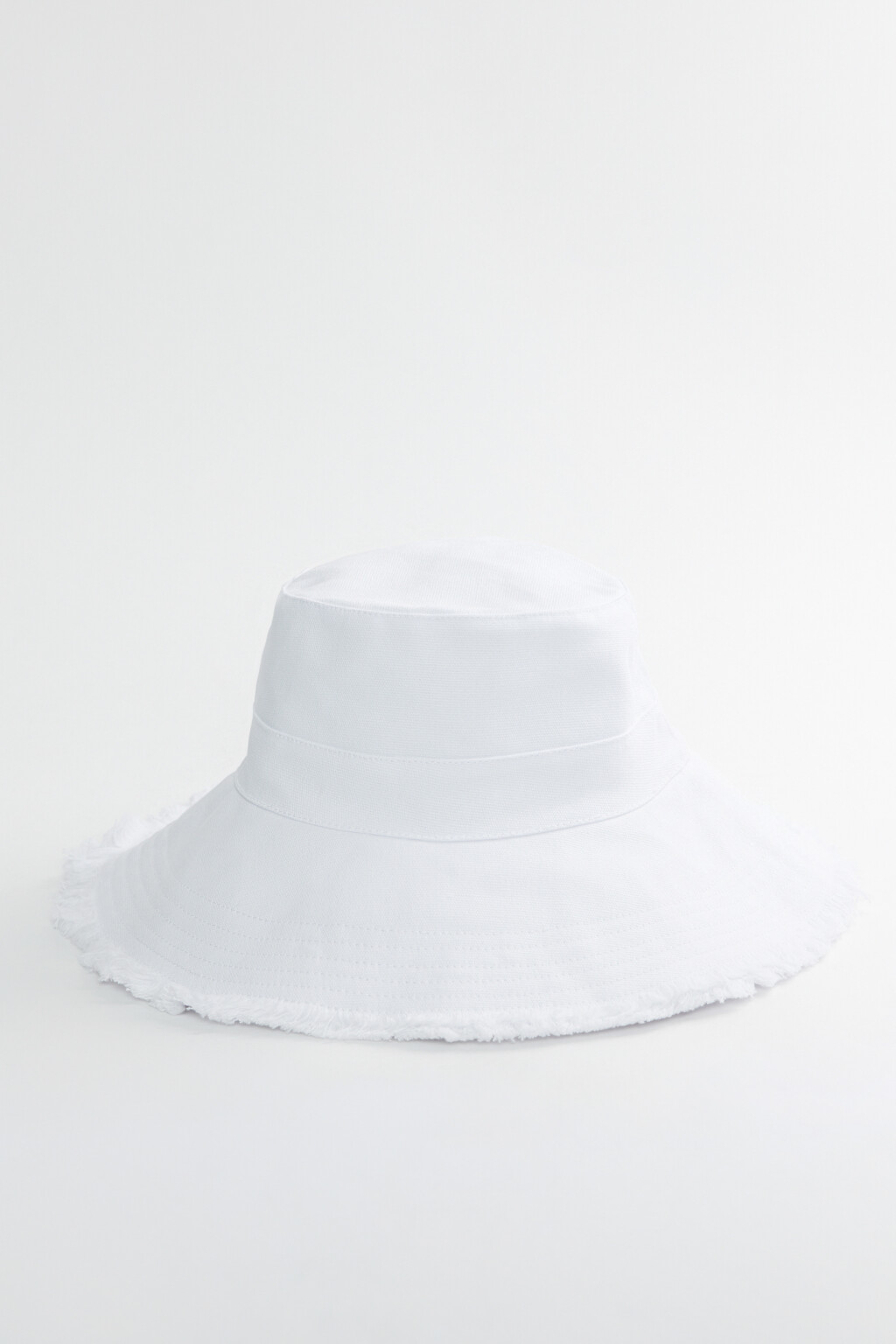 Панама высокая хлопковая с обрезанными краями - цвет белый - 1