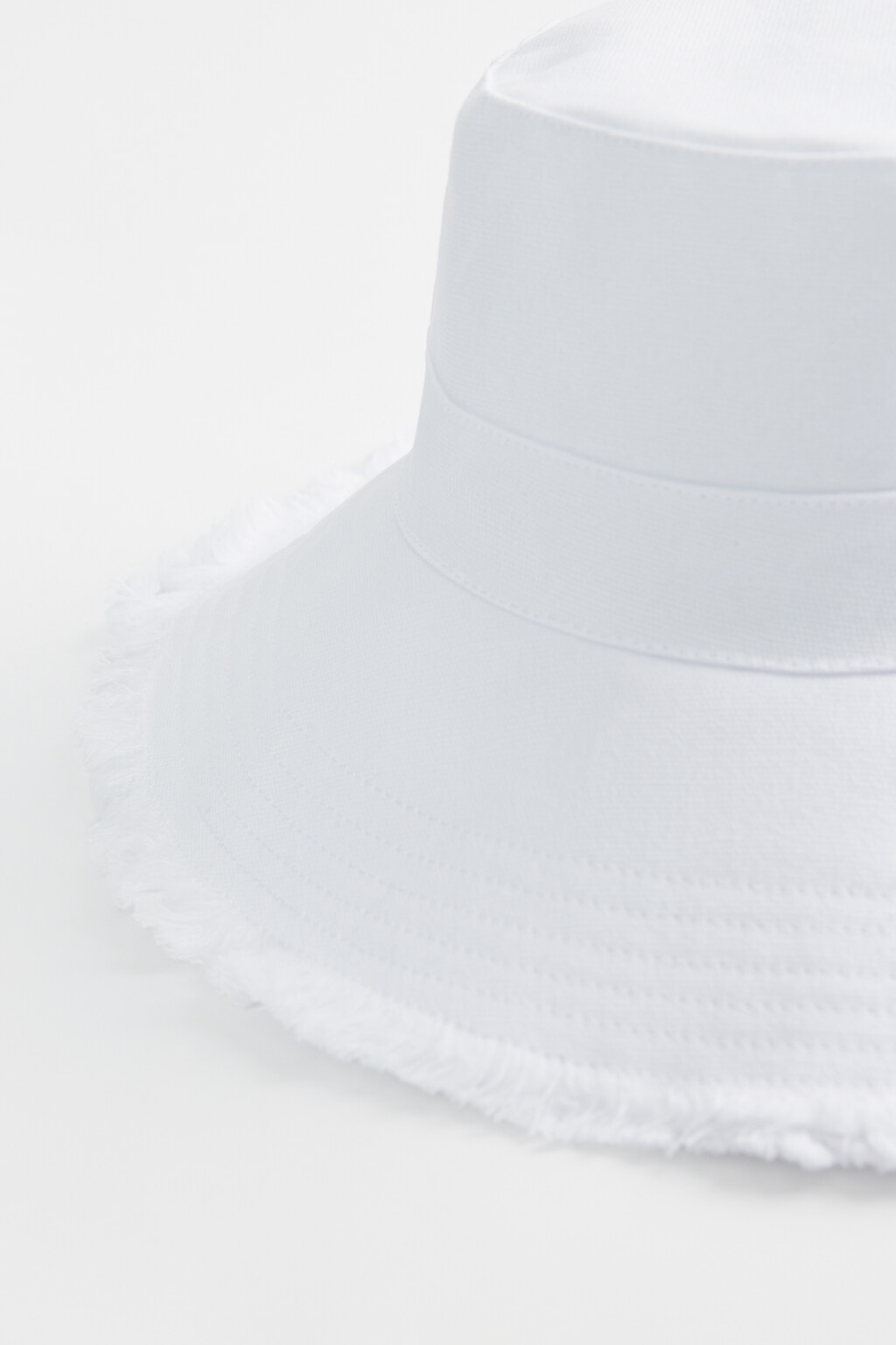 Панама высокая хлопковая с обрезанными краями - цвет белый - 2