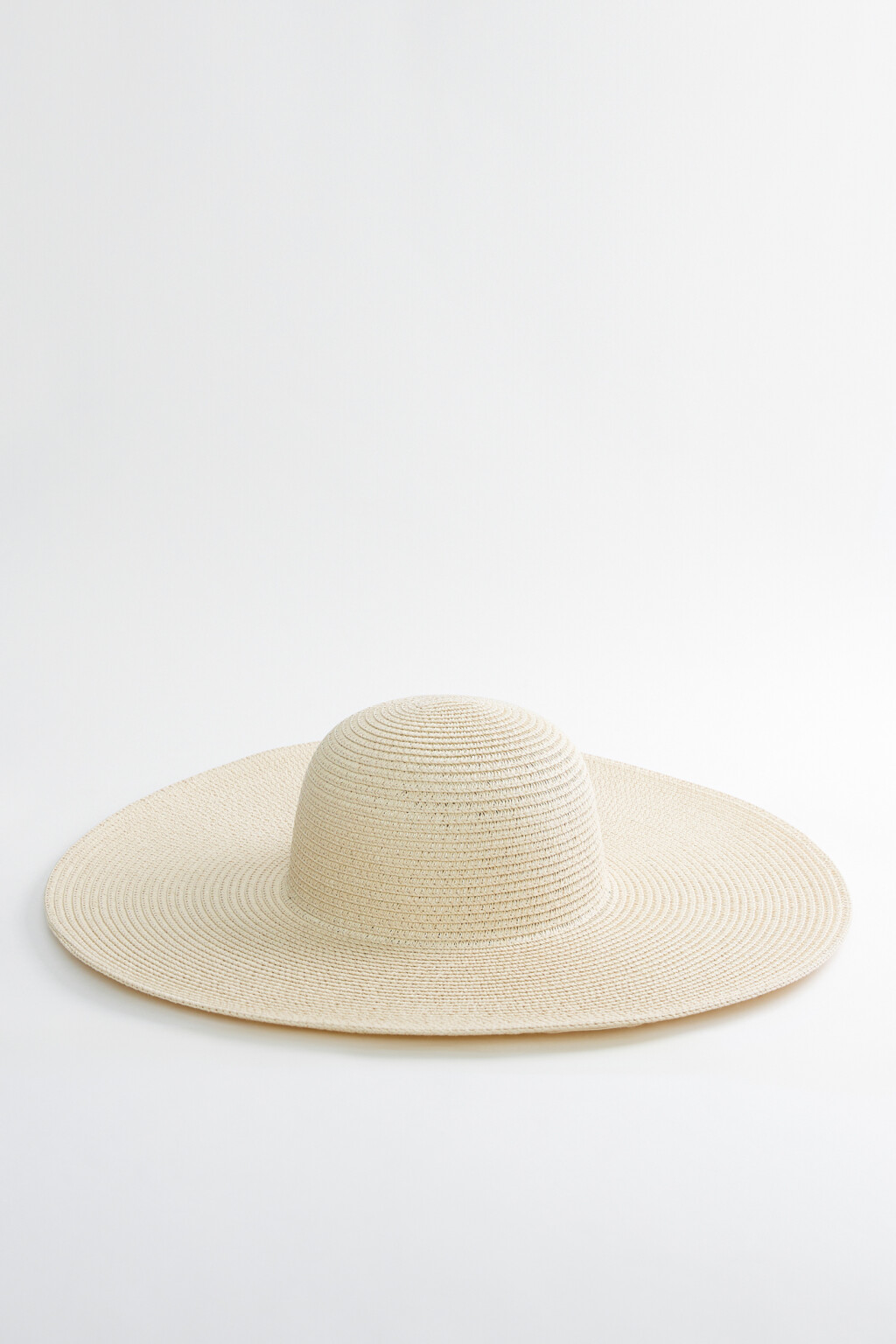 Шляпа соломенная плетеная с широкими полями - цвет бежевый - 1