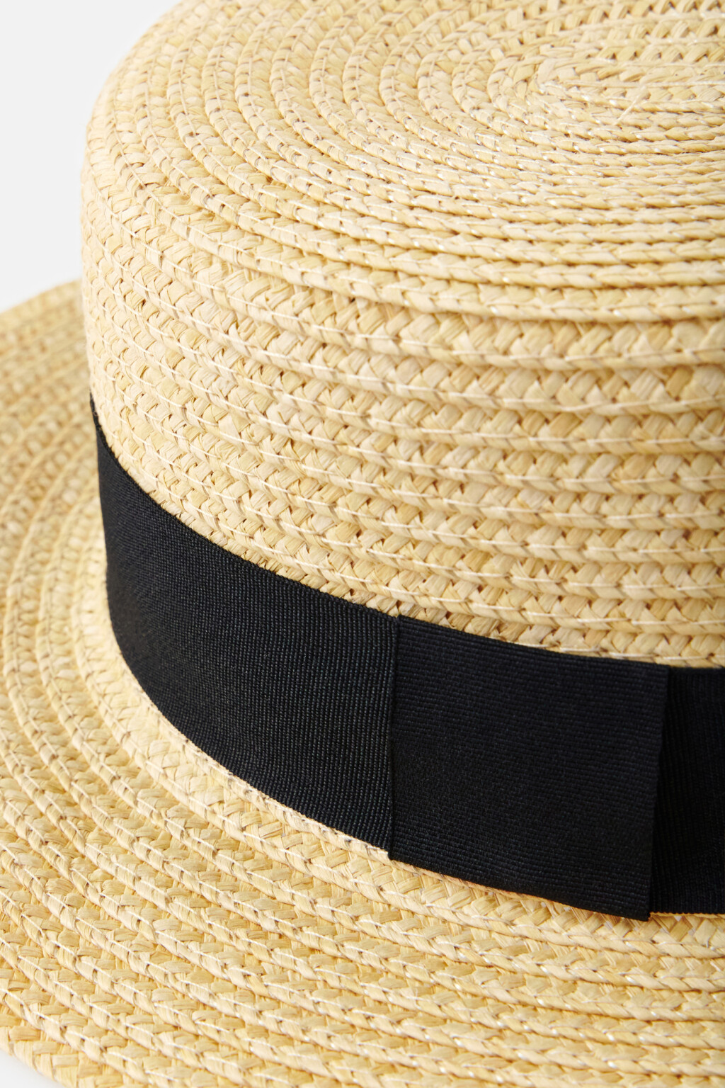 Шляпа соломенная плетеная с узкими полями и лентой - цвет бежевый - 3