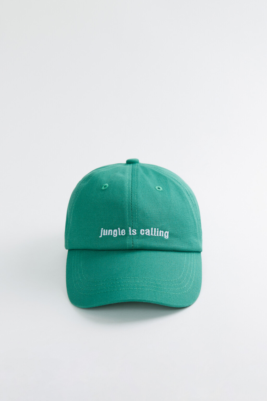 Бейсболка хлопковая с принтом-надписью - цвет зеленый - 1