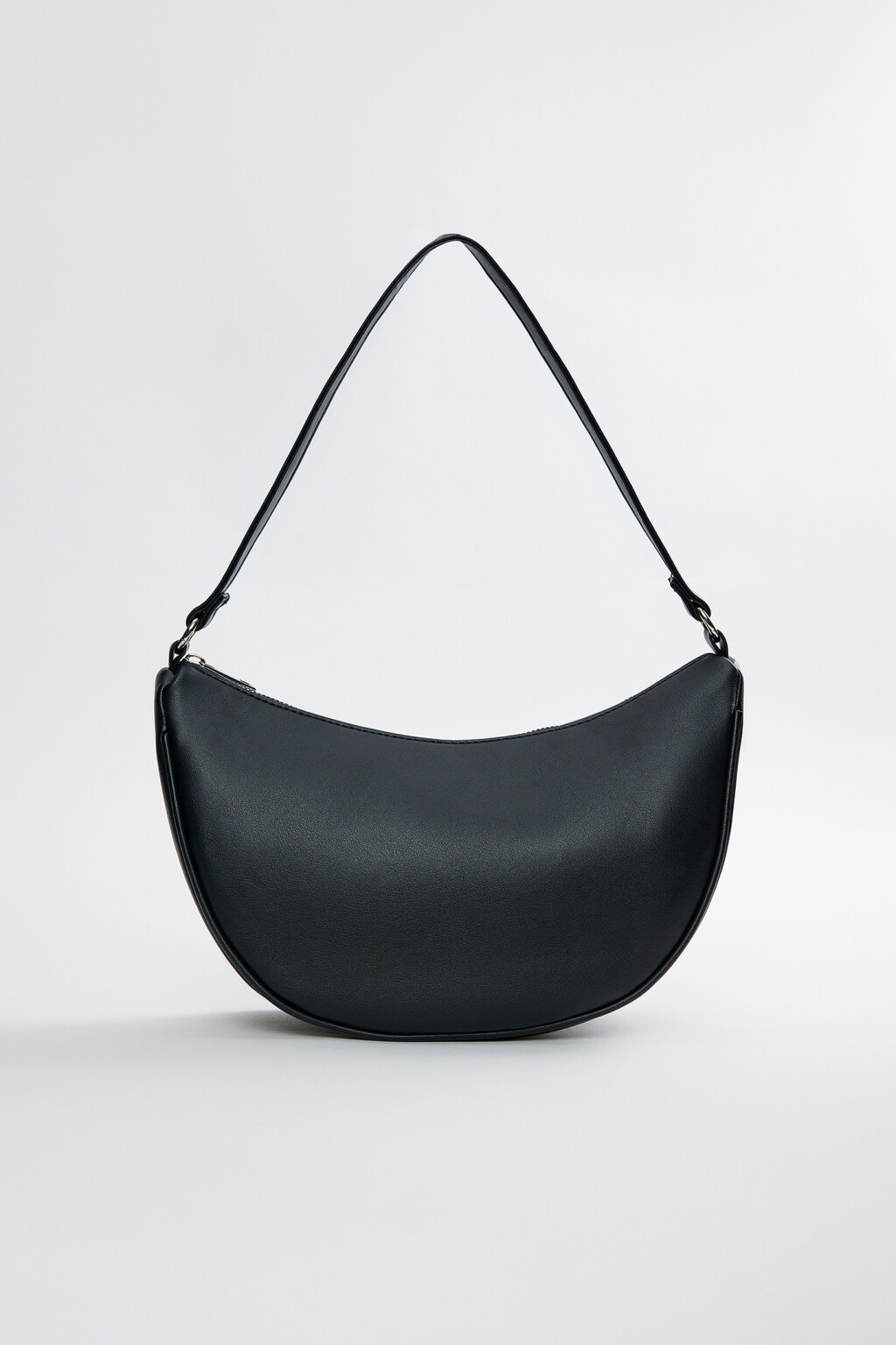 Сумка-багет на плечо однотонная - цвет черный - 1