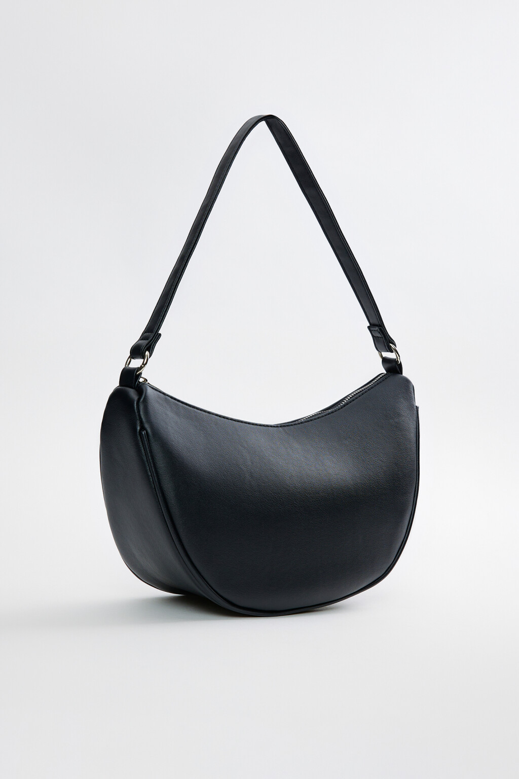 Сумка-багет на плечо однотонная - цвет черный - 2