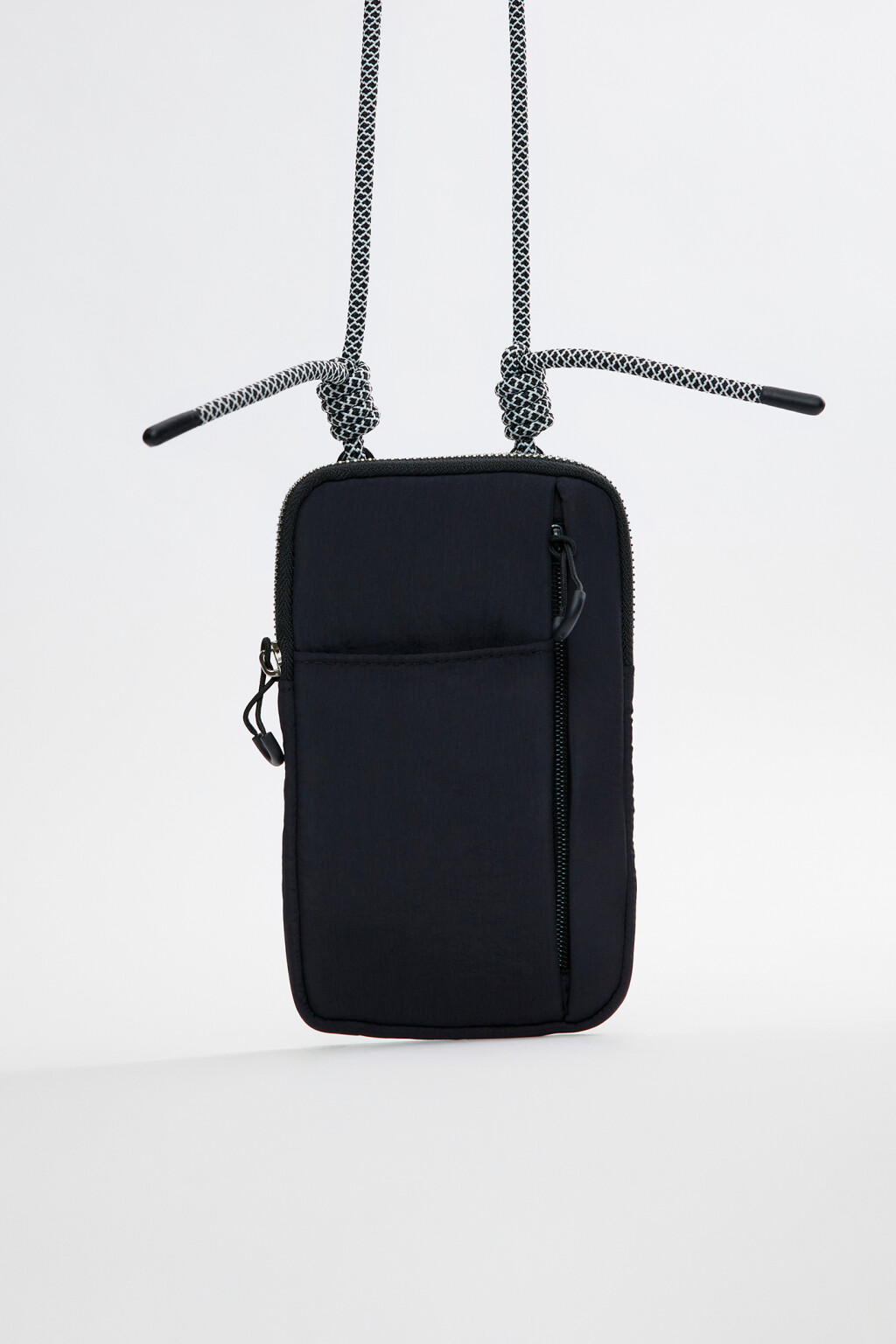 Сумка-чехол текстильная на длинном шнурке - цвет черный - 1