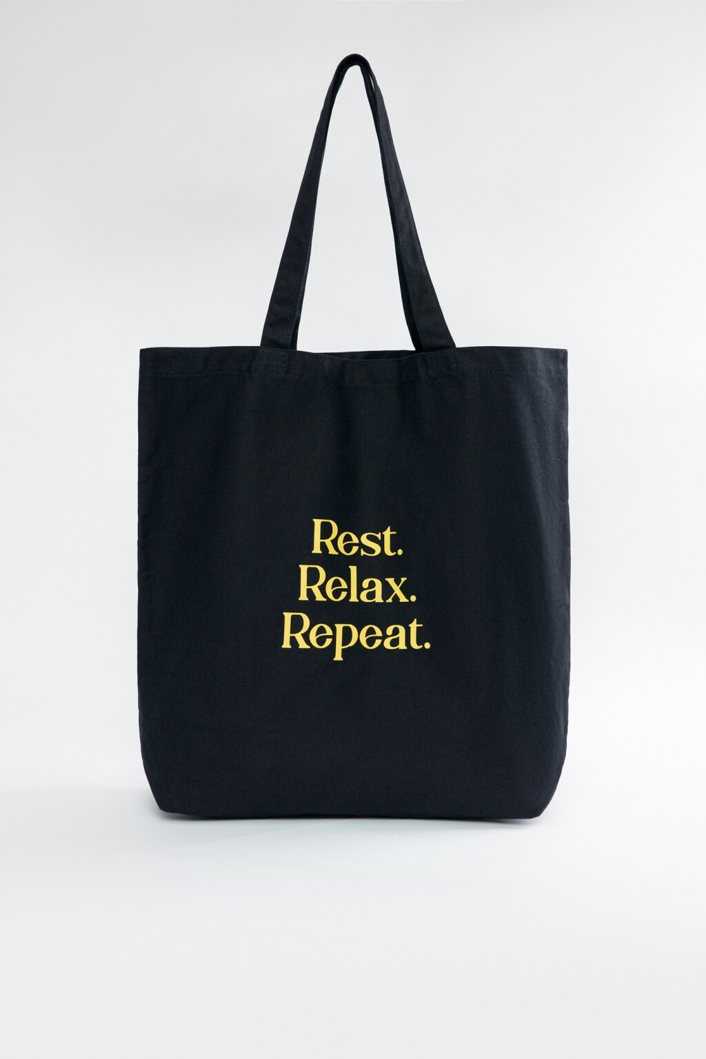 Сумка-шоппер на плечо хлопковая с принтом - цвет черный - 1