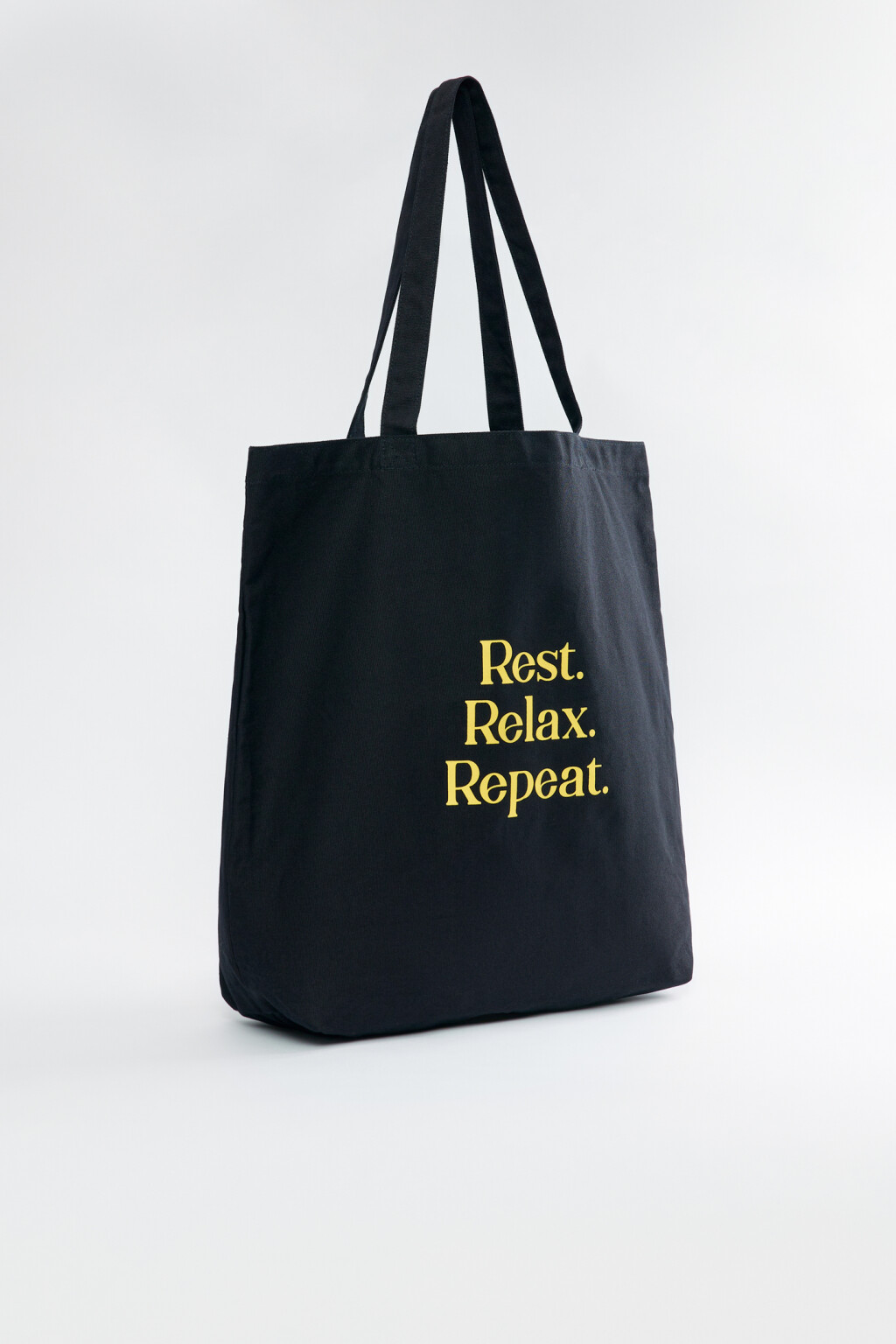 Сумка-шоппер на плечо хлопковая с принтом - цвет черный - 2