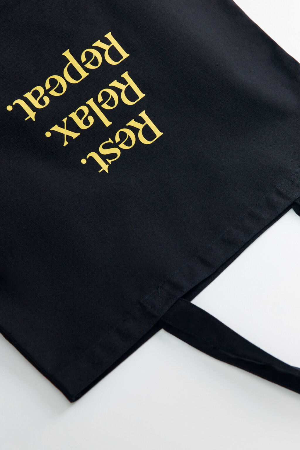 Сумка-шоппер на плечо хлопковая с принтом - цвет черный - 3