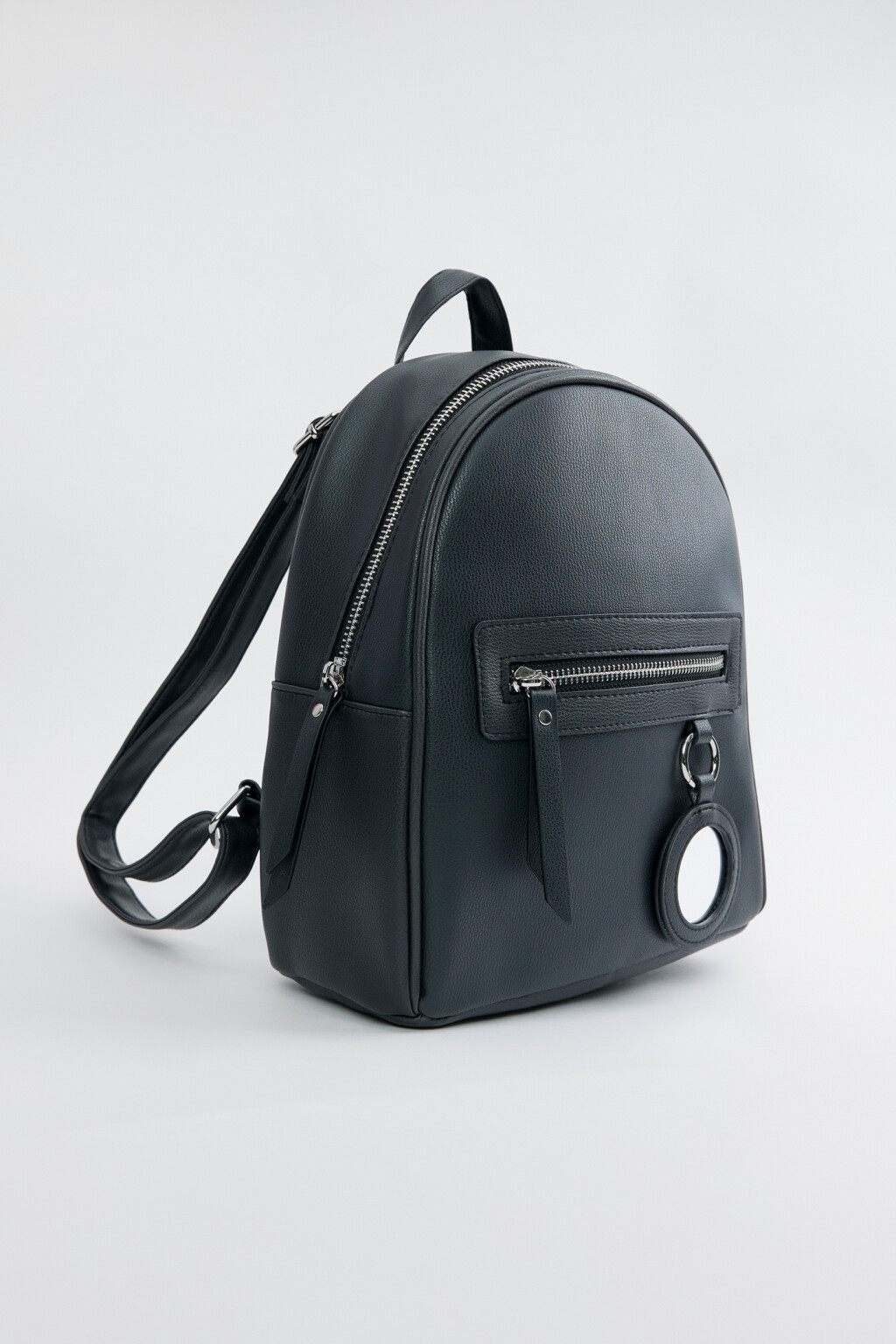 Рюкзак миниатюрный из искусственной кожи с зеркалом - цвет черный - 1