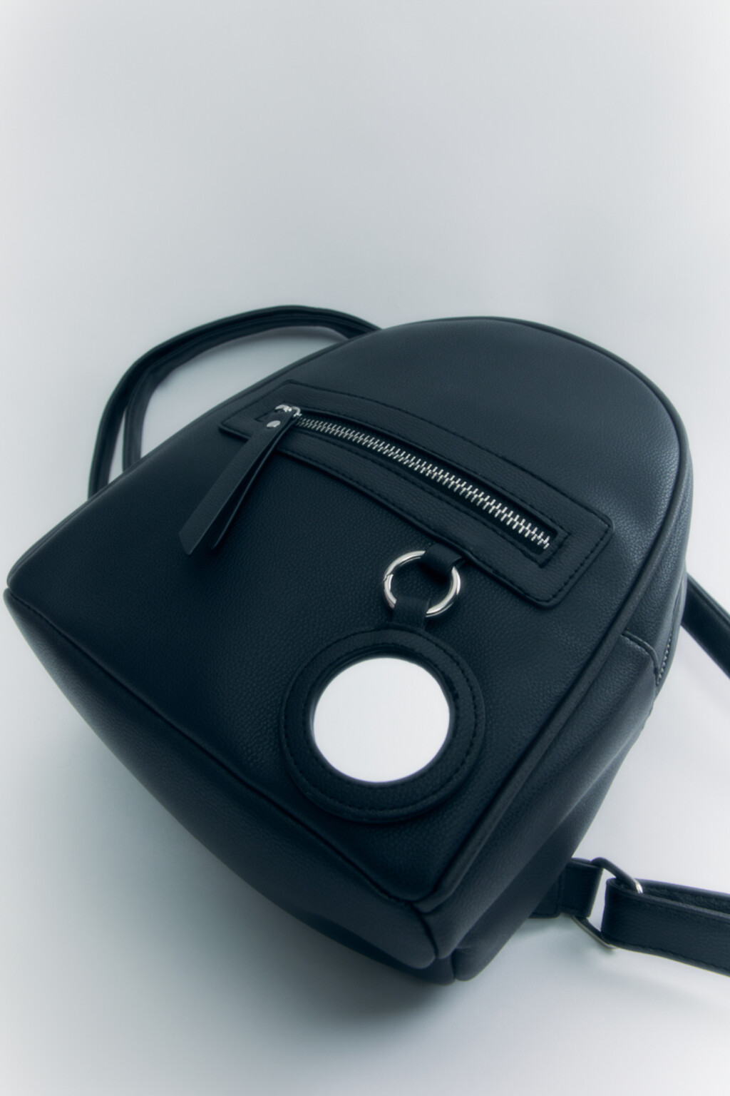 Рюкзак миниатюрный из искусственной кожи с зеркалом - цвет черный - 2