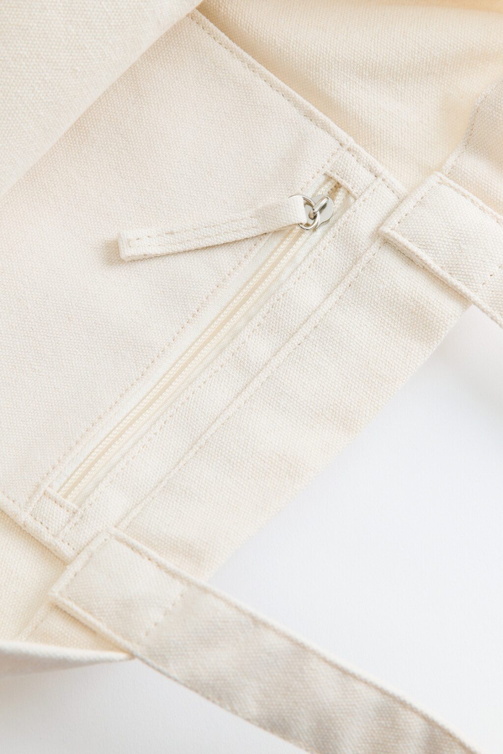 Сумка-мешок хлопковая с ремнем через плечо и ручками - цвет молочный - 3