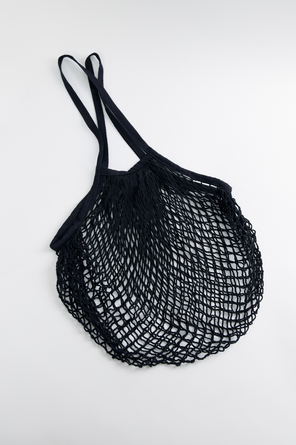 Сумка-авоська круглая хлопковая крупного плетения - цвет черный - 1