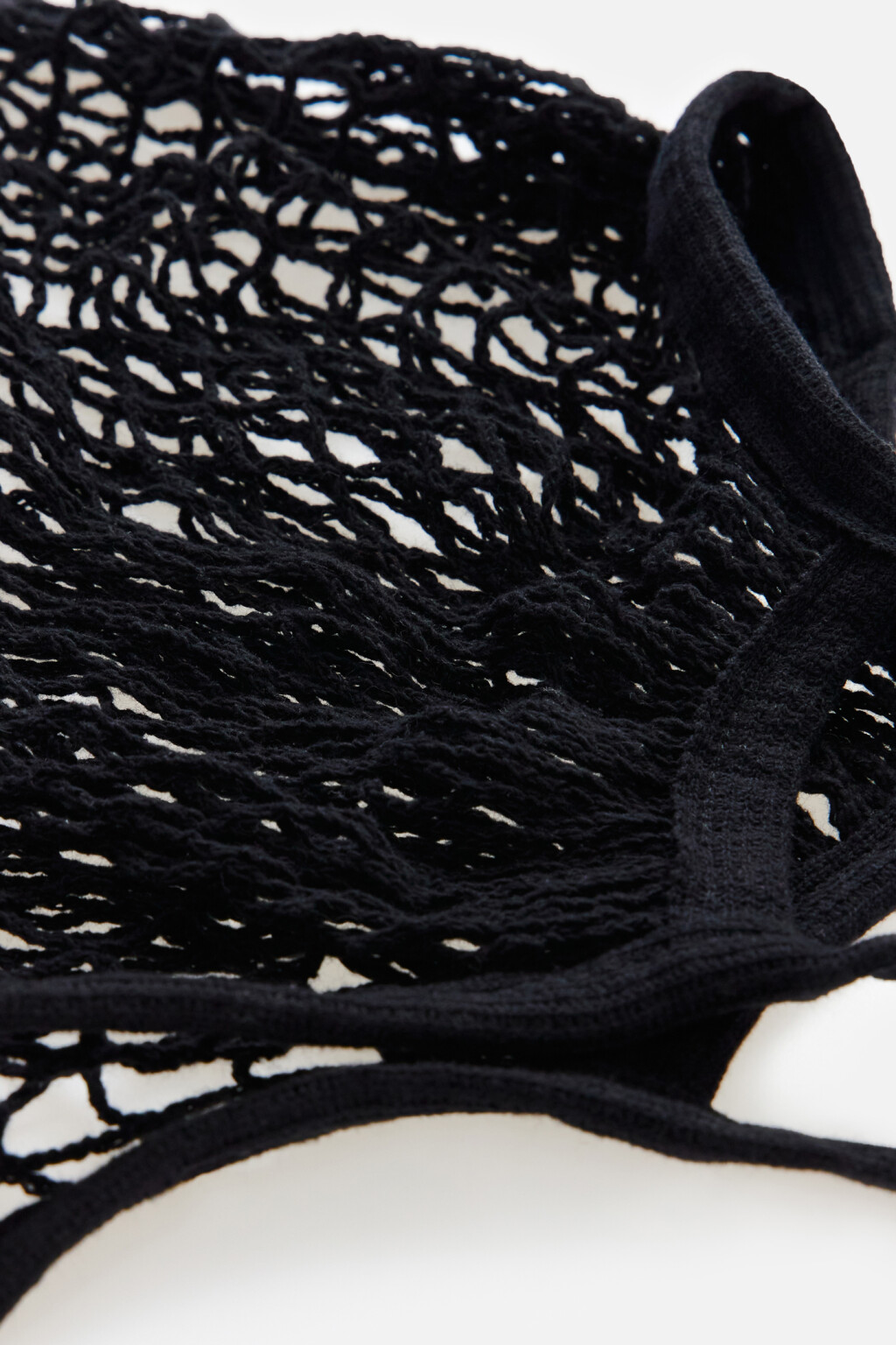 Сумка-авоська круглая хлопковая крупного плетения - цвет черный - 2