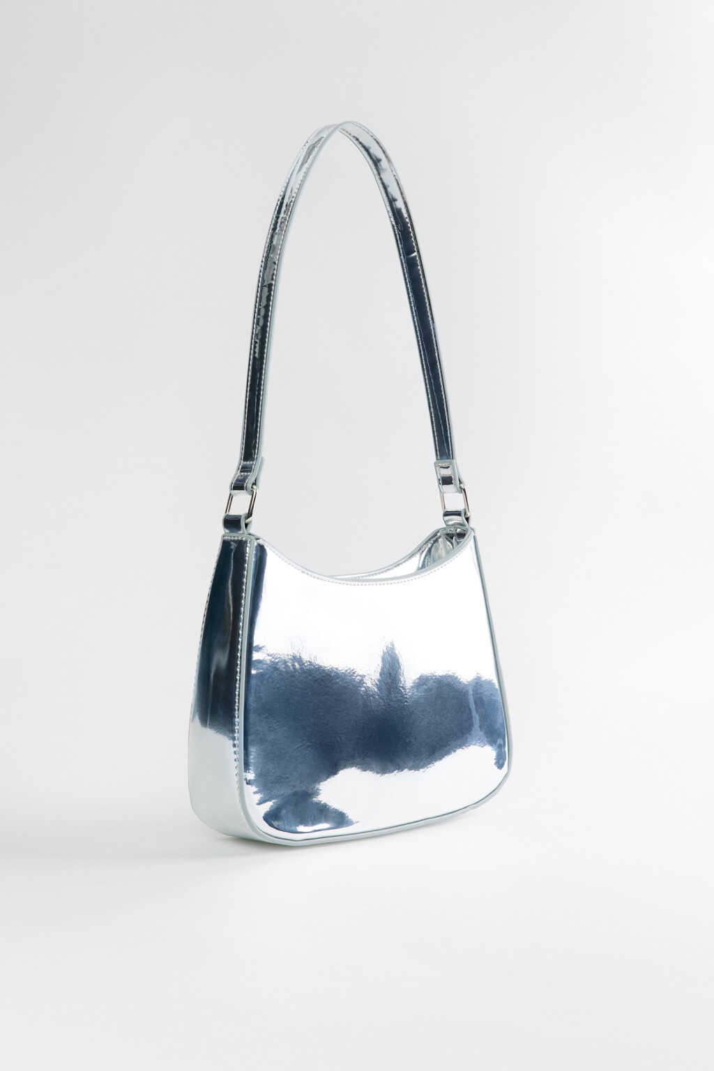 Сумка-багет с серебристым эффектом металлик - цвет серый - 5