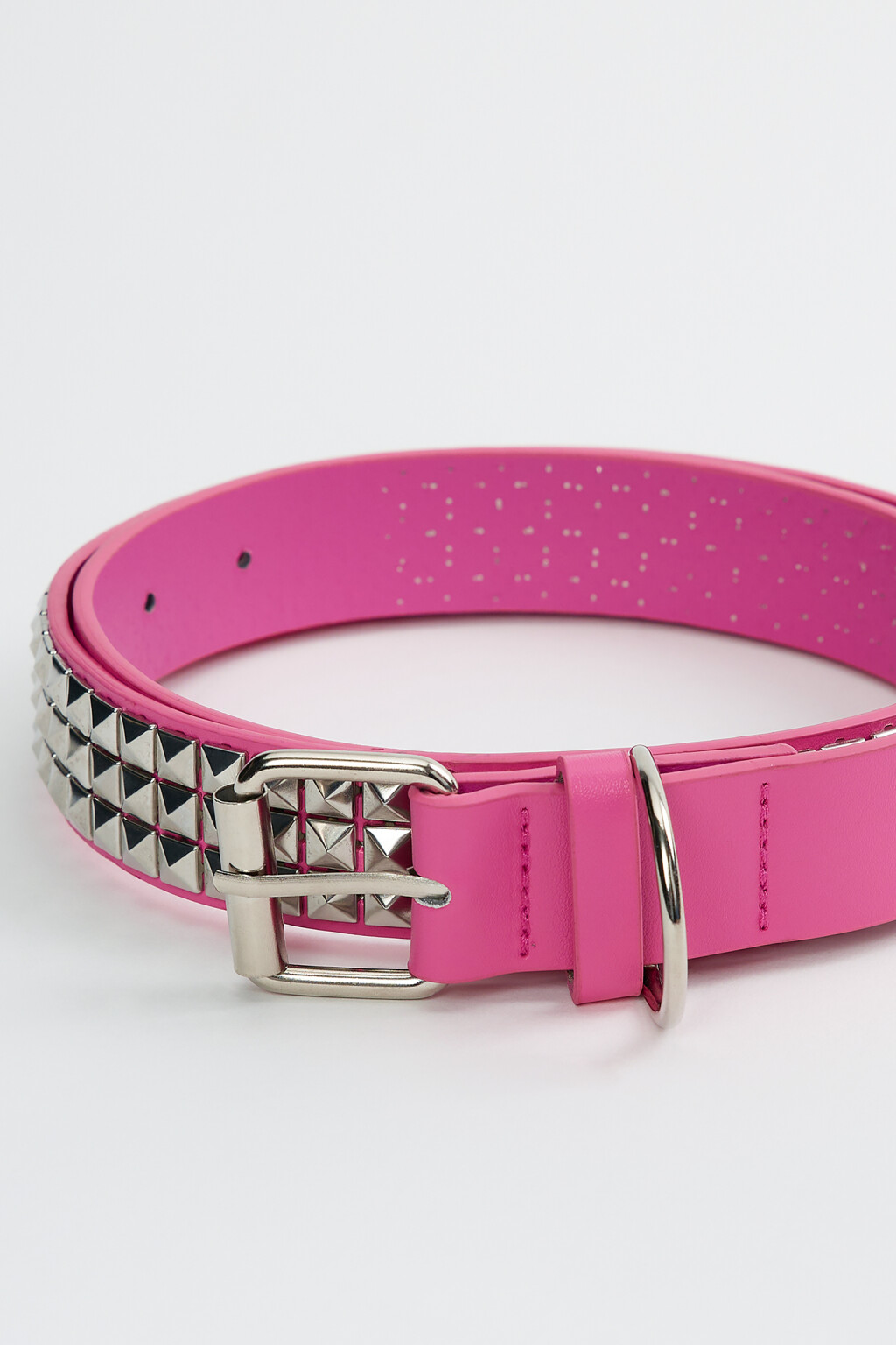 Ремень из искусственной кожи широкий с металлическим декором - цвет розовый - 2
