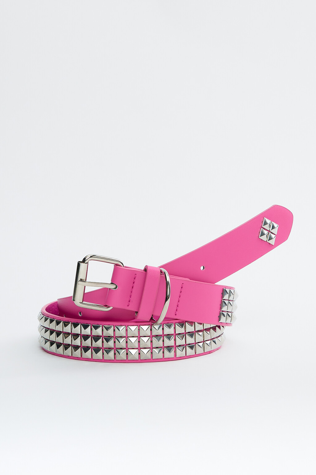 Ремень из искусственной кожи широкий с металлическим декором - цвет розовый - 4