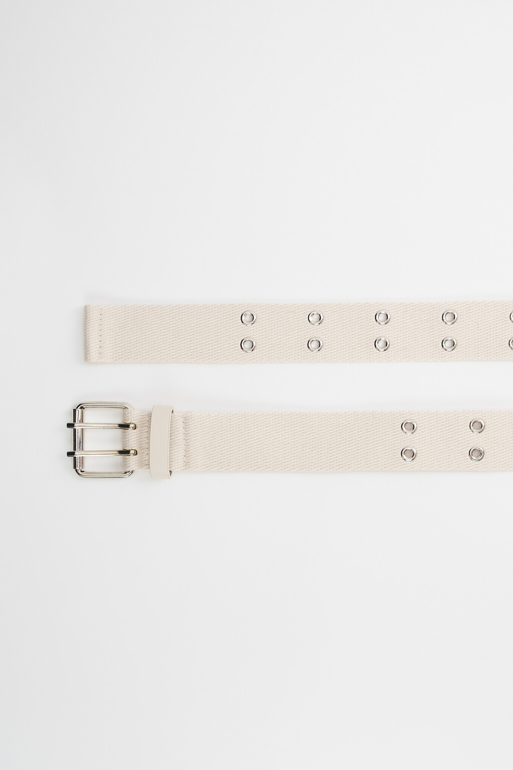 Ремень текстильный широкий с двойным рядом люверсов - цвет бежевый - 2