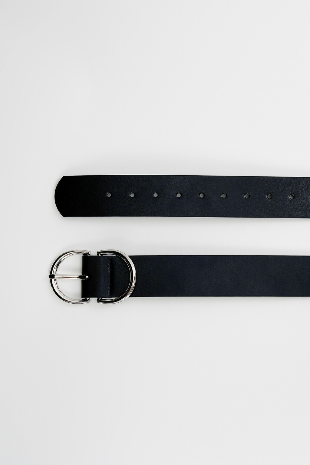 Ремень с кожаной фактурой широкий с двойной пряжкой - цвет черный - 2
