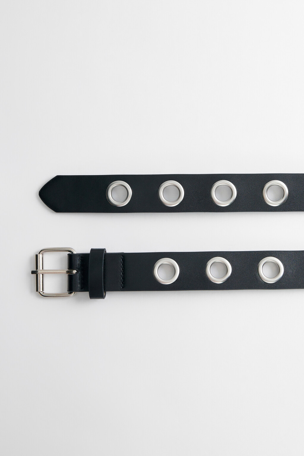 Ремень брючный из искусственной кожи с крупными люверсами - цвет черный - 3