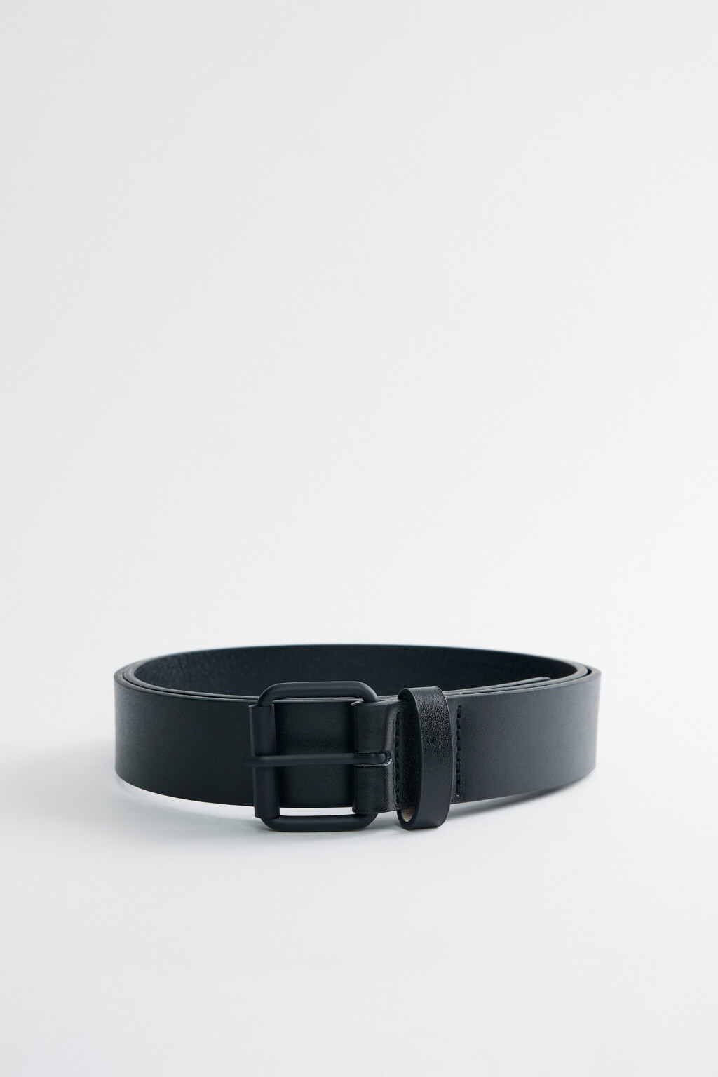 Ремень брючный гладкий из искусственной кожи - цвет черный - 1