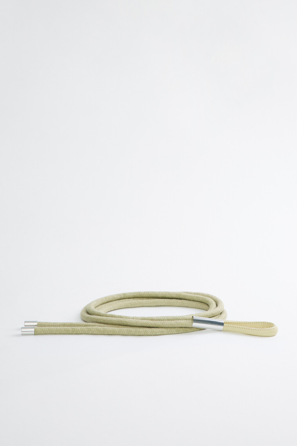 Ремень-шнурок текстильный с металлическим наконечником - цвет бежевый - 1