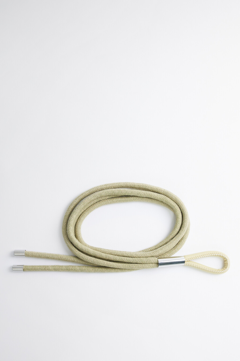 Ремень-шнурок текстильный с металлическим наконечником - цвет бежевый - 2