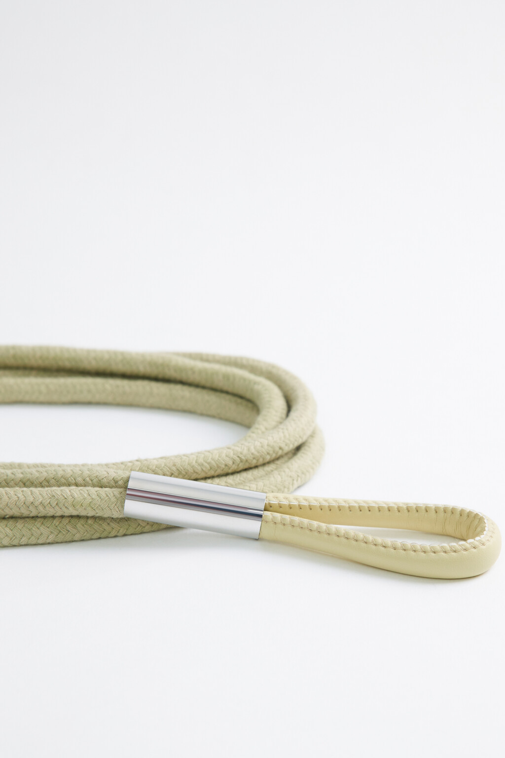 Ремень-шнурок текстильный с металлическим наконечником - цвет бежевый - 3