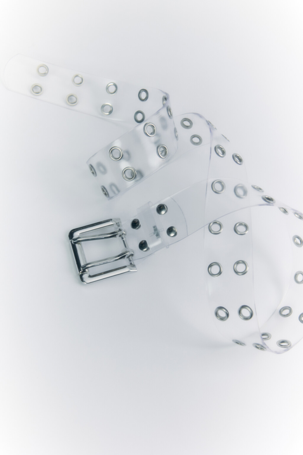 Ремень брючный прозрачный с металлическими люверсами - цвет белый - 2
