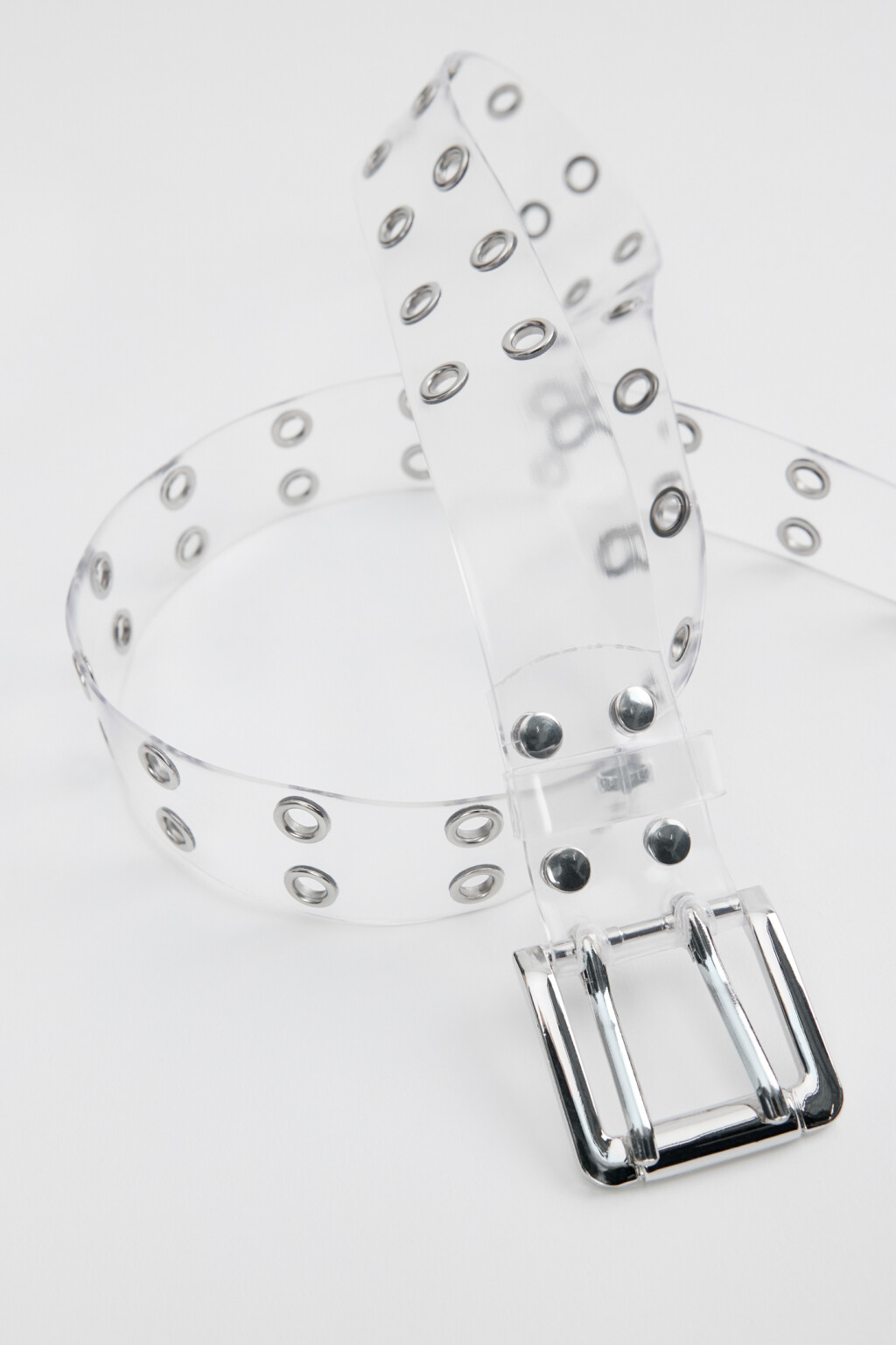 Ремень брючный прозрачный с металлическими люверсами - цвет белый - 3