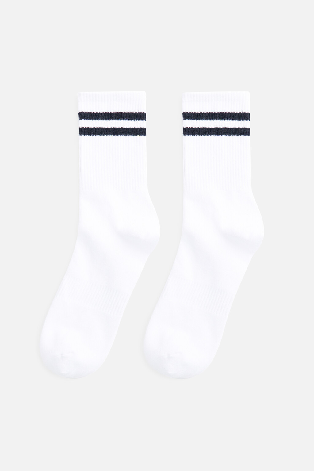 Носки высокие хлопковые с полосками - цвет белый - 1