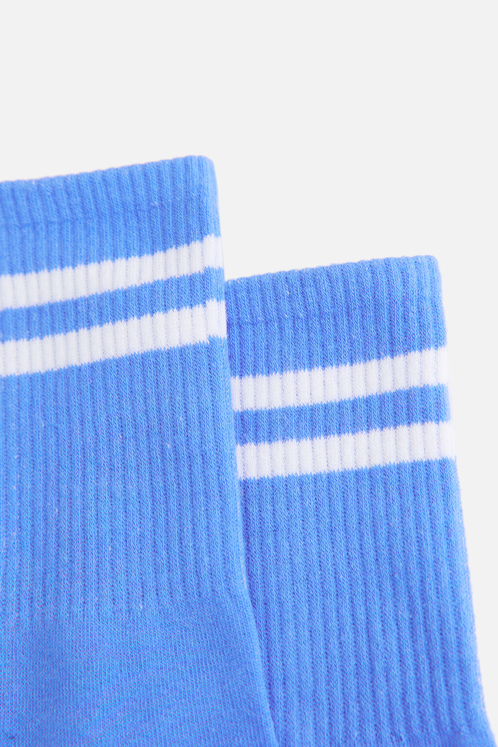 Носки высокие хлопковые с полосками - цвет синий - 2