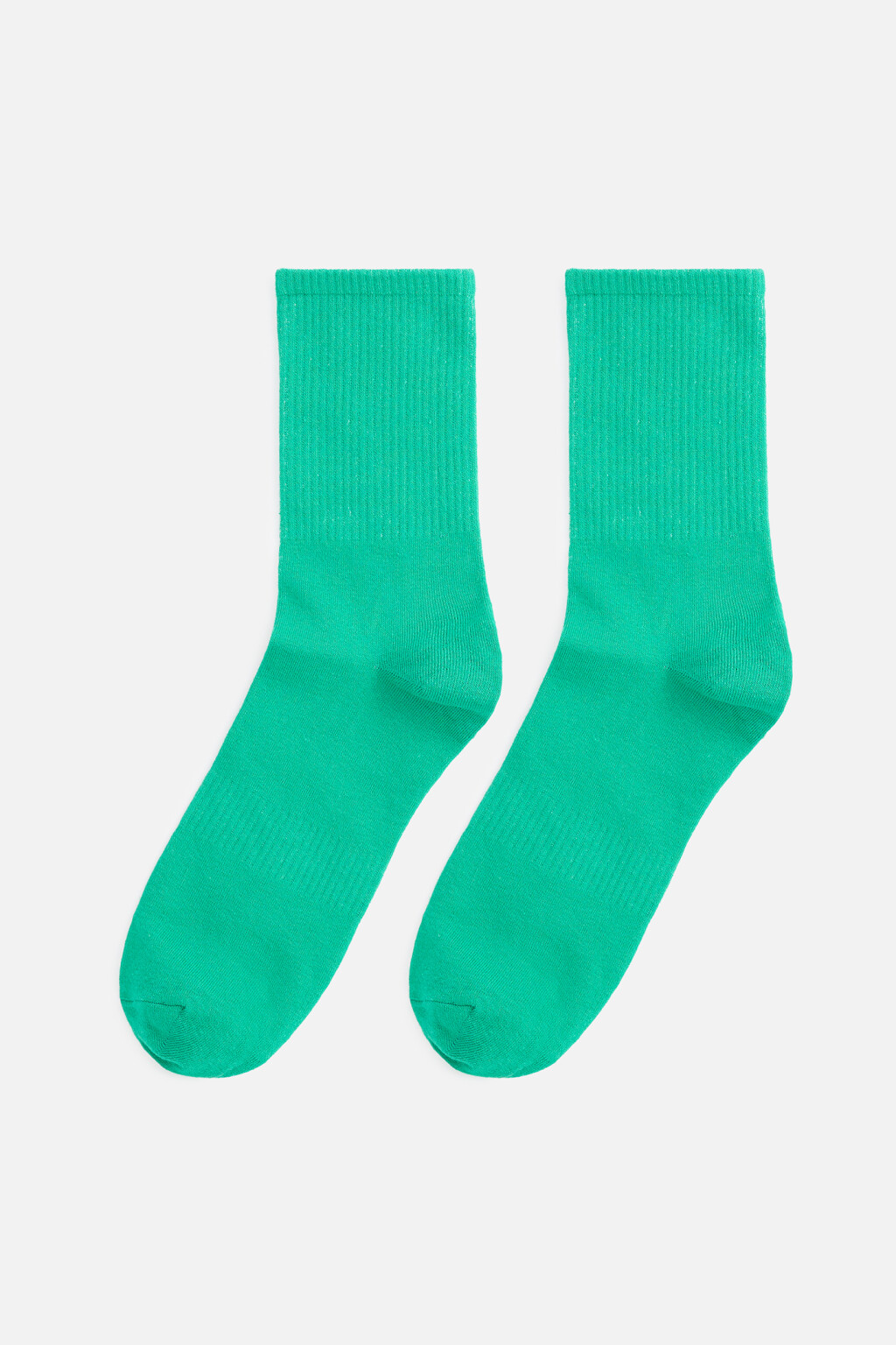 Носки высокие хлопковые в рубчик - цвет зеленый - 1