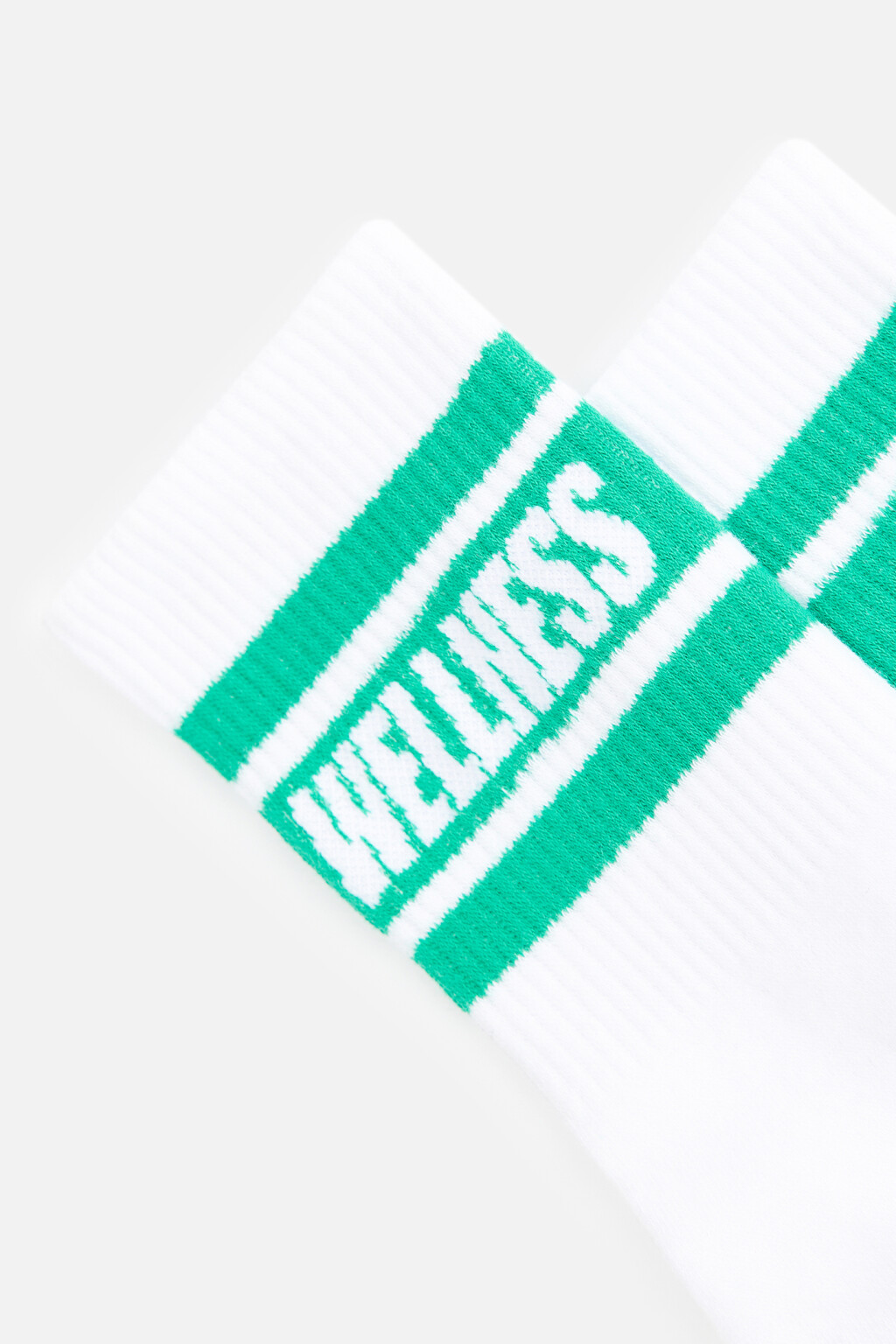 Носки высокие хлопковые с принтом-надписью - цвет зеленый - 2
