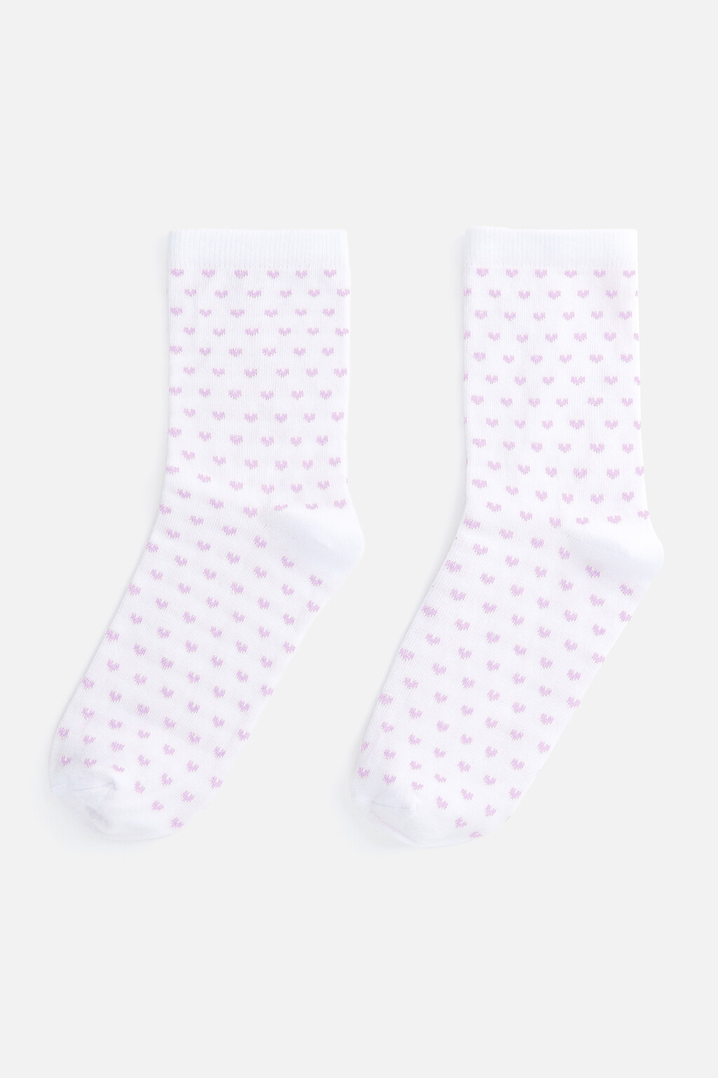 Носки высокие хлопковые с сердечками - цвет сиреневый - 1
