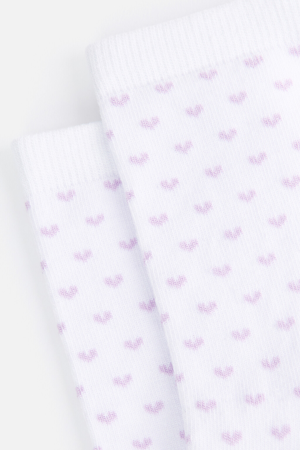 Носки высокие хлопковые с сердечками - цвет сиреневый - 2