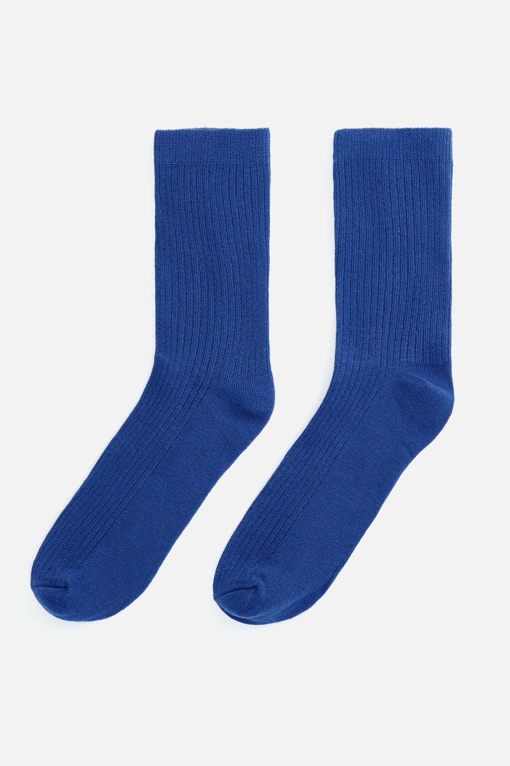 Носки высокие хлопковые в рубчик - цвет синий - 1