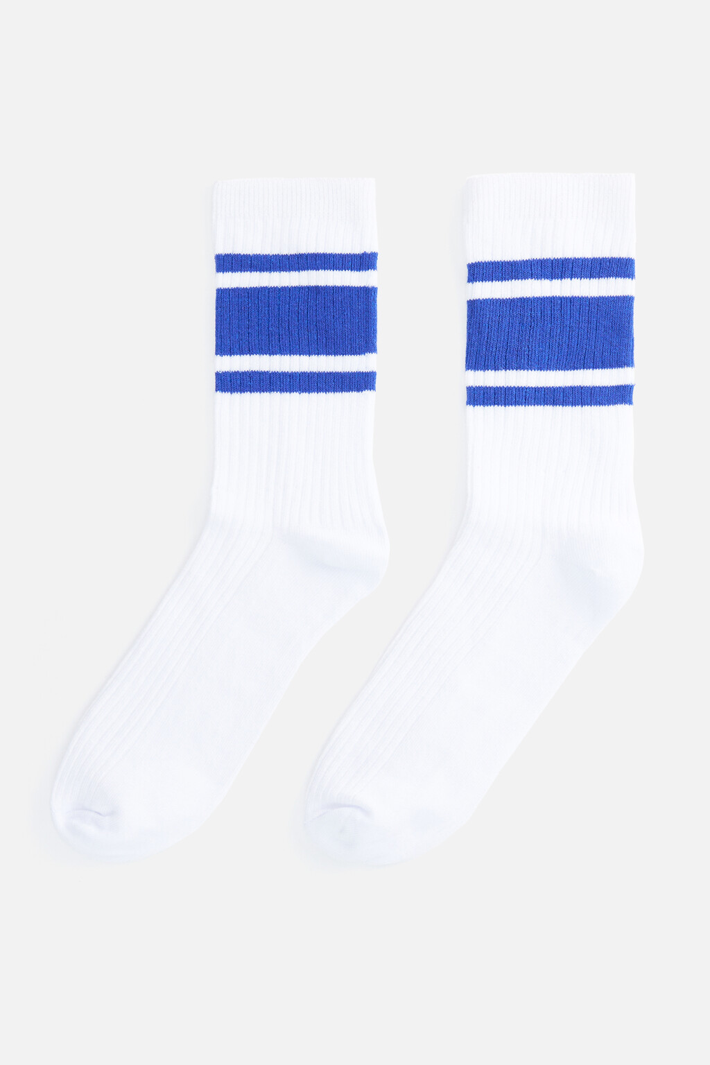 Носки высокие хлопковые с полосками - цвет синий - 1