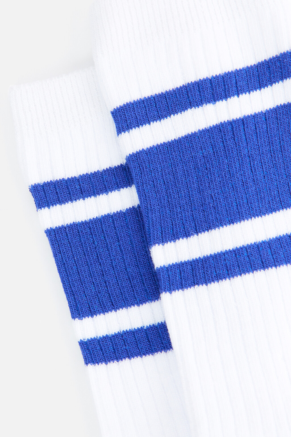 Носки высокие хлопковые с полосками - цвет синий - 2