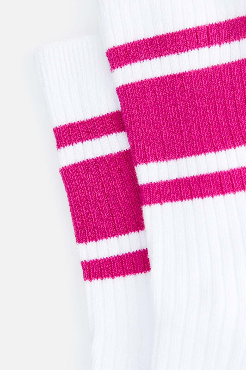 Носки высокие хлопковые с полосками - цвет розовый - 2